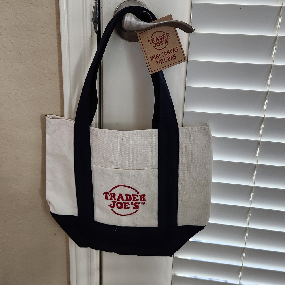 Mini Trader Joe's Canvas Tote Bag - Black and White